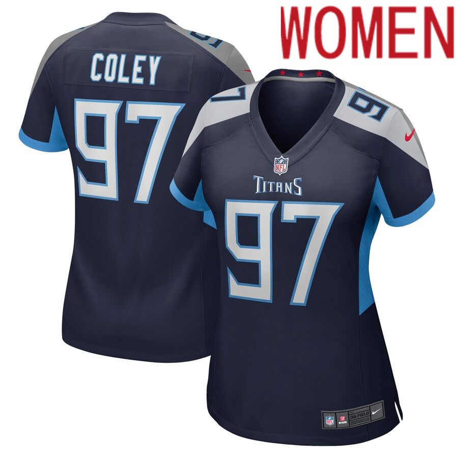 Women Tennessee Titans #97 Trevon Coley Nike Navy Game NFL Jersey